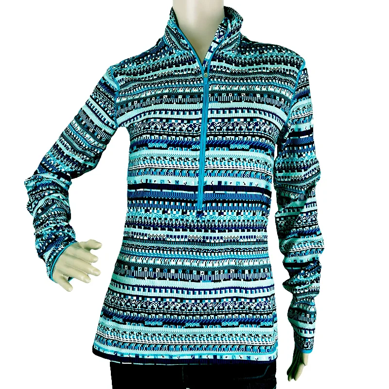 NIKE PRO DRI-FIT Half Zip Pullover Top - M - Blue Activewear Jacket Boat Neck Sweater
