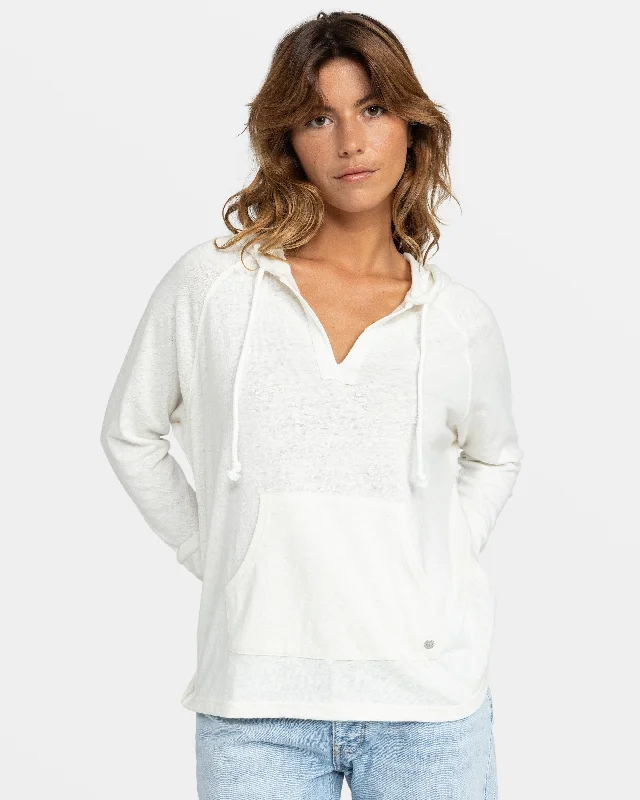 Destination Surf Pullover Hoodie - Snow White Cold Shoulder Design