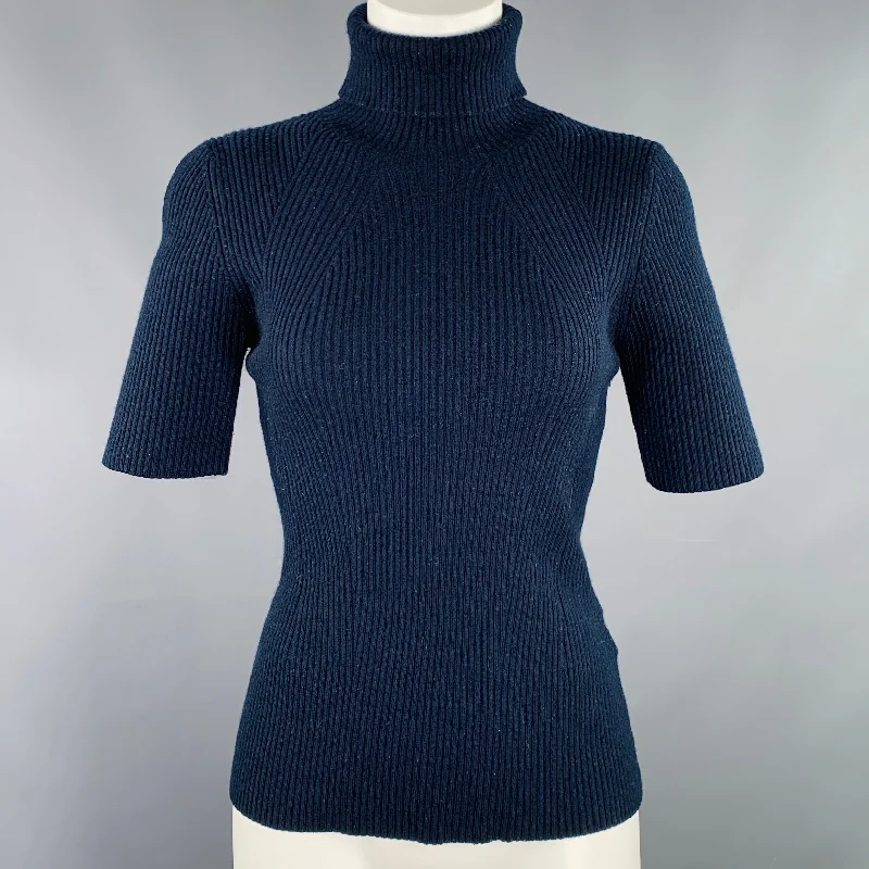 3.1 PHILLIP LIM Size M Navy Wool Blend Ribbed Pullover Crew Neck Wool
