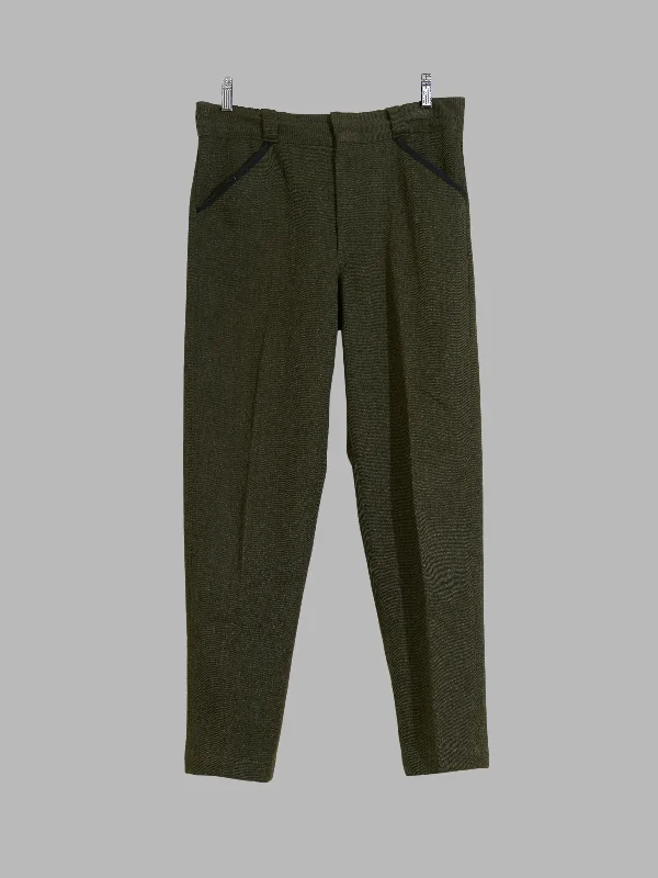 Woolrich green wool polyester twill contrast trim trousers Trousers Mesh Breathable