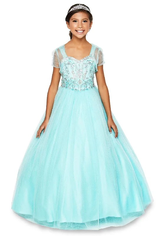 Girls Long Bead Bodice Sleeveless Dress with Bolero Jacket 5038 Tiered Jacket Buttoned Jacket Zippered Jacket