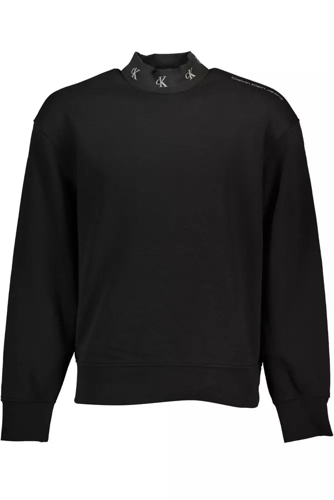 Black Cotton Men Sweater Spandex Blend Rayon Blend Denim Blend