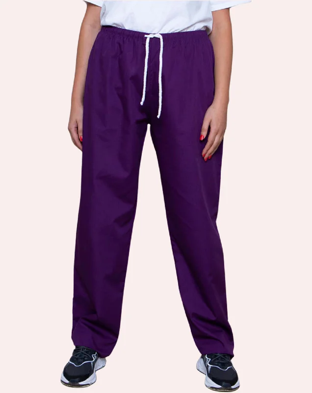 Aria Unisex Lightweight Scrub Trousers - Amethyst Purple Trousers Polka Dot Cute