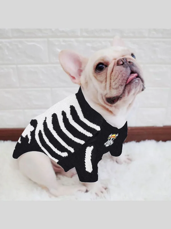 Warm Skull Sweater Halloween Winter Pet Trendy Pullover Gathered Sleeve Pullover