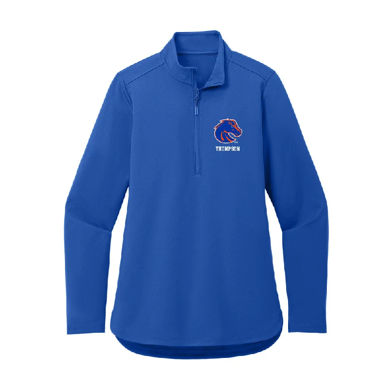 Boise State - NCAA Women's Basketball : Tatum Thompson - Women's Premium Quarter Zip Jacket Herringbone Jacket Houndstooth Jacket Plaid Jacket