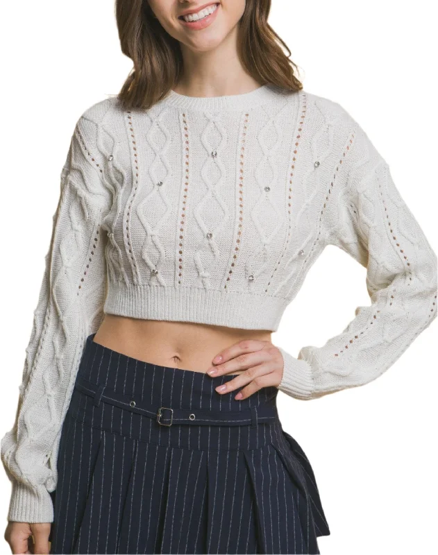 Cropped Stone Sweater Soft Cozy Warm