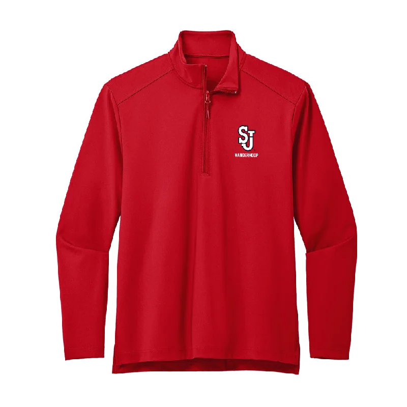 St. Johns - NCAA Women's Basketball : Ariana Vanderhoop - Premium Quarter Zip Jacket Rayon Fabric Velvet Fabric Corduroy Fabric