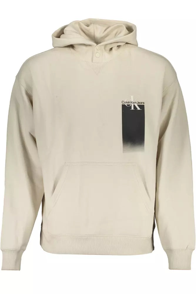 Beige Cotton Men Sweater Elegant Classic Vintage