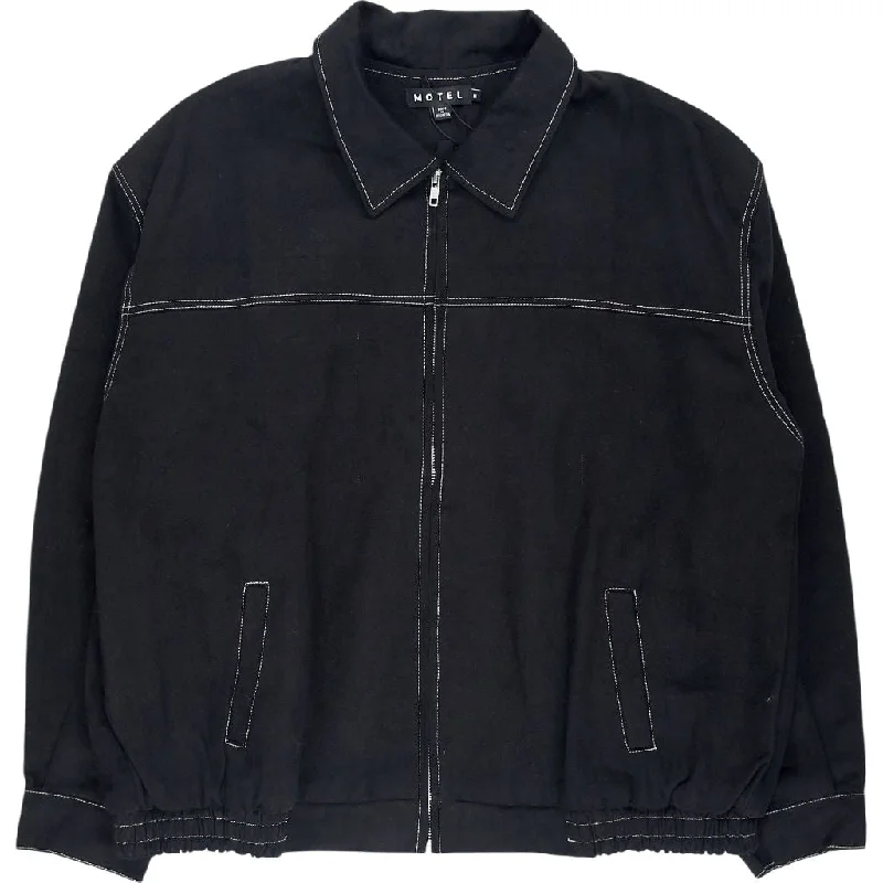 Motel Black Cavittana Jacket Cotton Zippered Jacket Buttoned Jacket Snapped Jacket