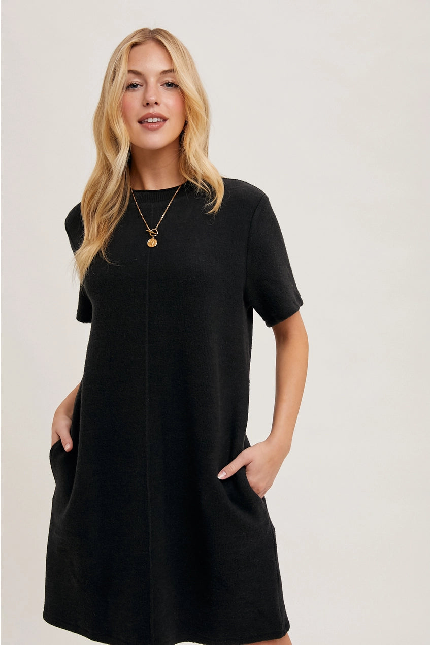 "Kathleen" Sweater Dress Mesh Blend Leather Blend Suede Blend