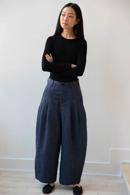 Aseedonclöud | Sankayo Trousers in Indigo Denim Wool Trousers Bestseller Popular