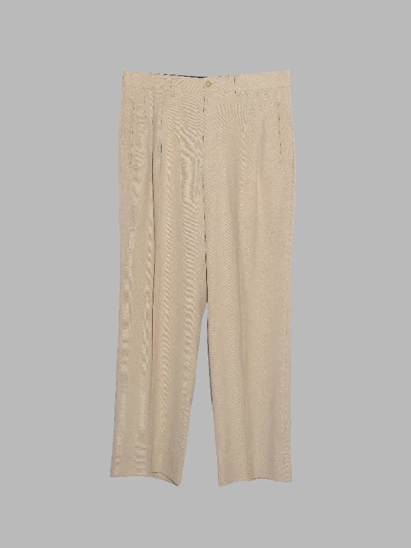 Gianfranco Ferre beige wool blend pleated trousers - size 48 Trousers Satin Smooth