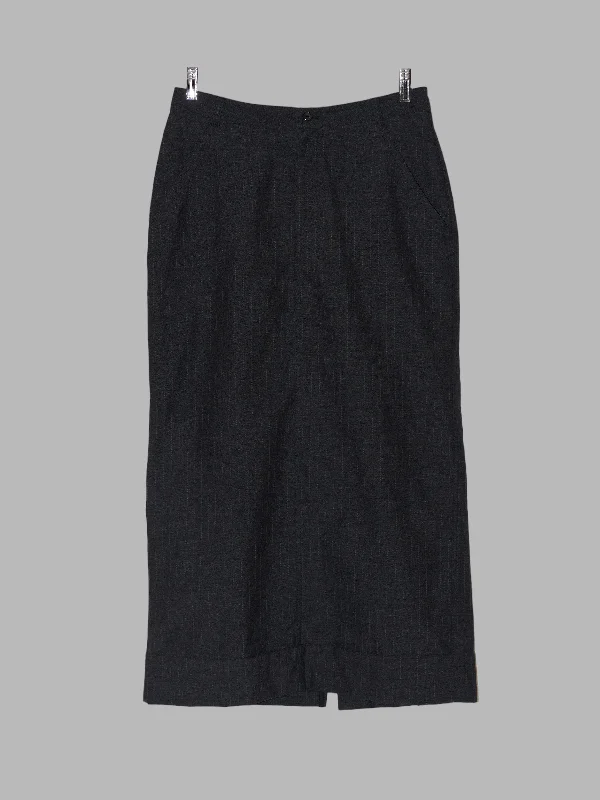 Comme des Garcons 1997 dark grey wool striped skirt resembling trousers - M Trousers Lace Delicate