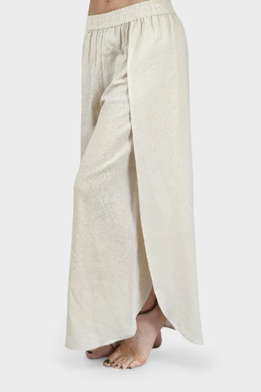 Cream Jute Fly Away Trousers Trousers Gym Athletic