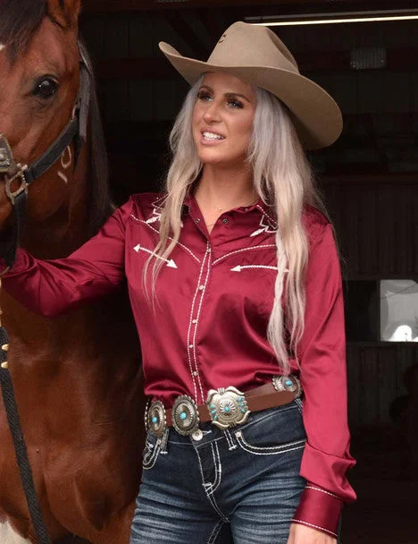 Women's Cowgirl Tuff Pullover Button Crew Neck Wool
