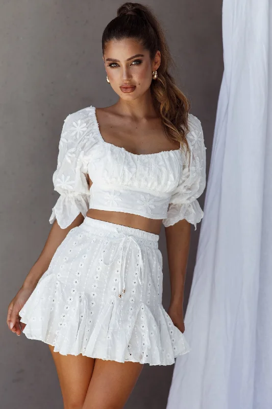 Passing By Tied Back Crop Top White Summer Crop Top Casual Short Sleeve