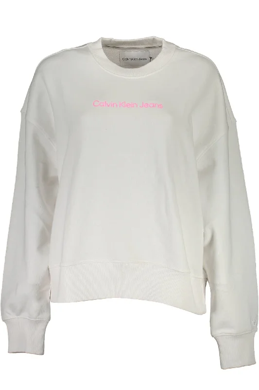 White Cotton Women Sweater Front Pockets Side Pockets Patch Pockets