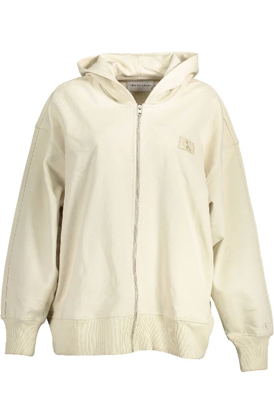 Beige Cotton Women Sweater Tailored Straight A-Line