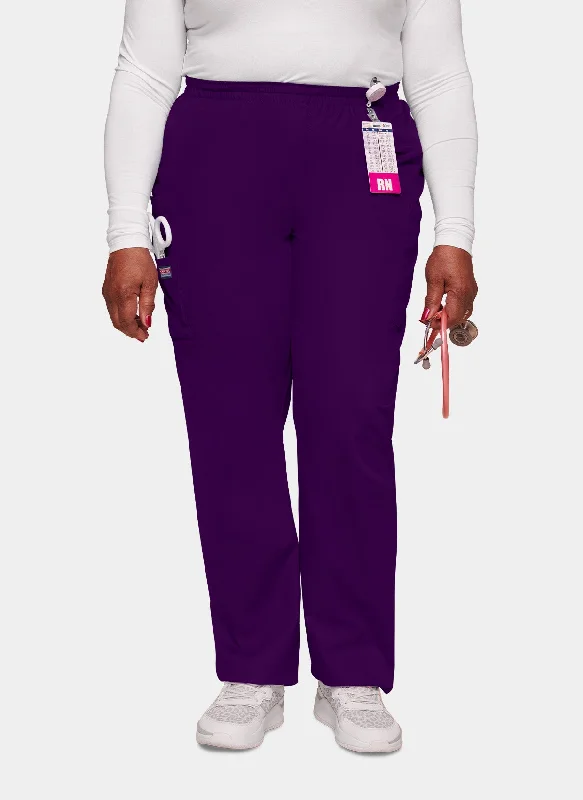 Cherokee Unisex Elasticated Scrub Trousers - Eggplant Trousers Culottes Wide Leg