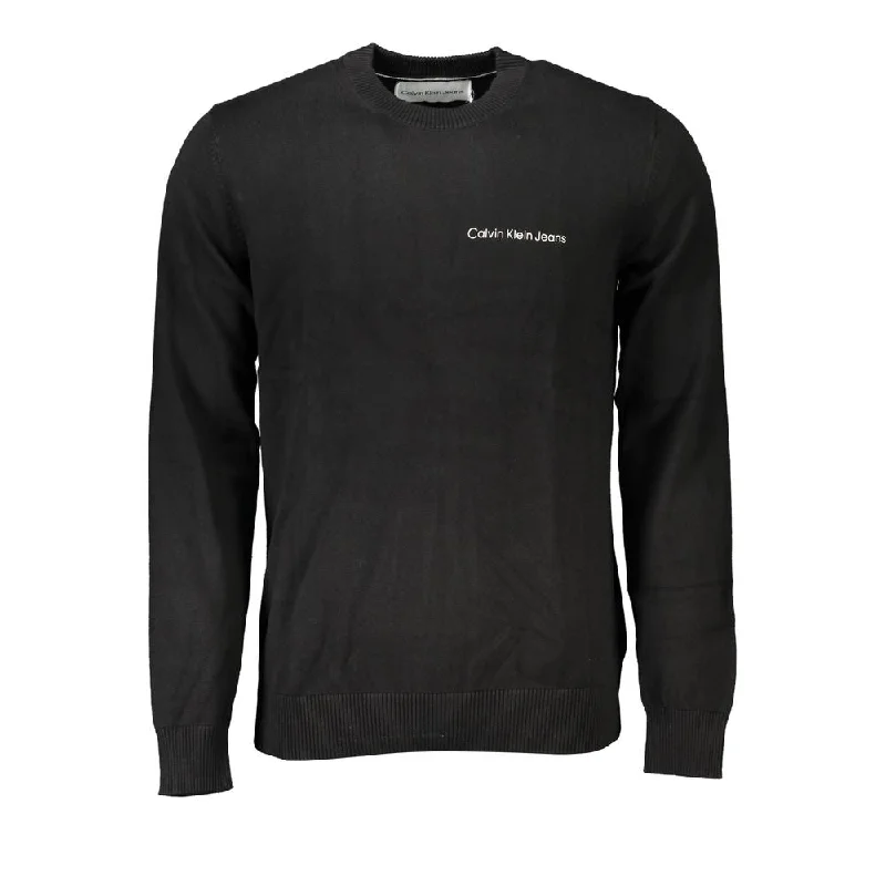 Sleek Long Sleeve Crew Neck Sweater With Logo Welt Pockets Slit Pockets Flap Pockets