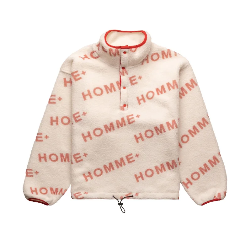 HOMME+ Polar Fleece Logo Pullover Red Alpaca Blend Soft