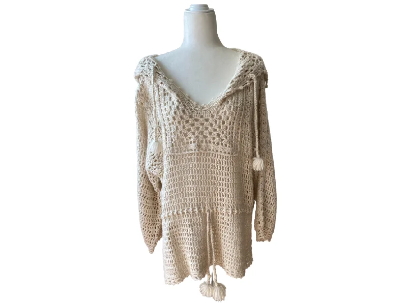 Celine Crochet Hooded Sweater Hooded Caped Shawl Collar