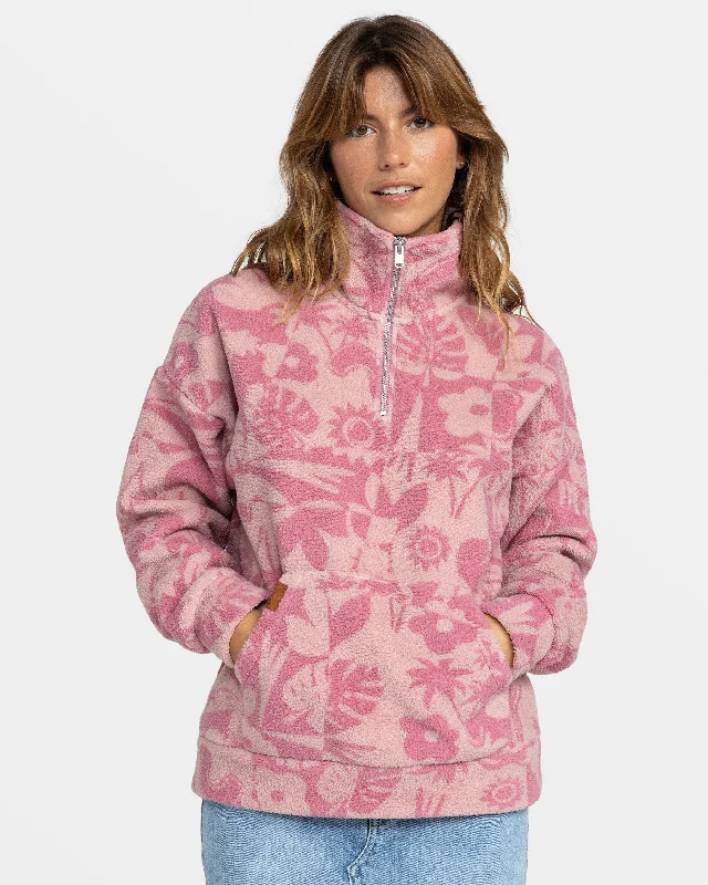 Live Out Loud Half Zip Polar Pullover - Mauve Orchid Sliceoparadise Po Leg Sleeve Comfort