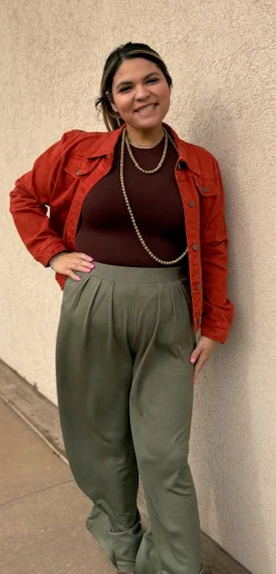 Texline Olive Trousers Trousers Designer Luxury