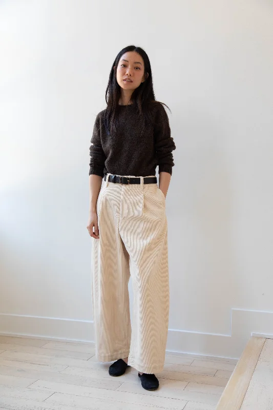Aseedonclöud | HW Wide Corduroy Trousers in Off White Trousers Custom Made