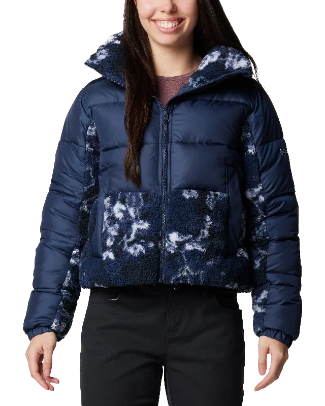 Leadbetter Point II Print Sherpa Hybrid Jacket in Collegiate Navy & Collegiate Navy Shadowvines