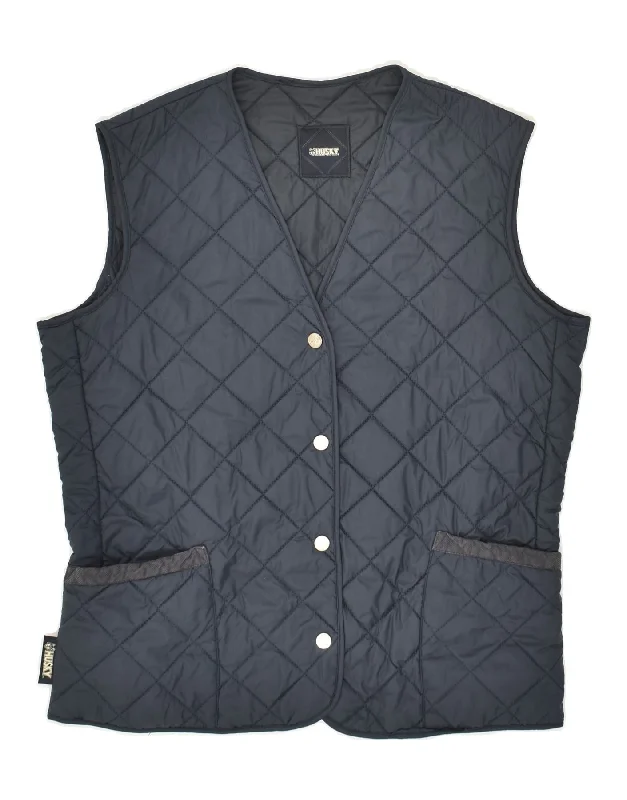 HUSKY Womens Quilted Gilet IT 44 Medium Navy Blue Polyester