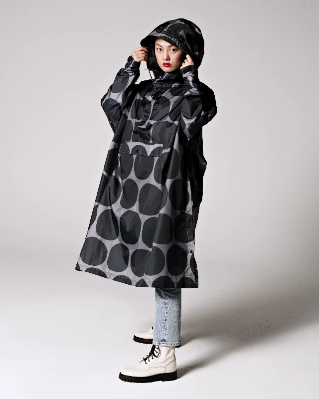 Rain Poncho in Black Polka