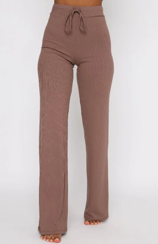 Adore You Ribbed Pants Chocolate