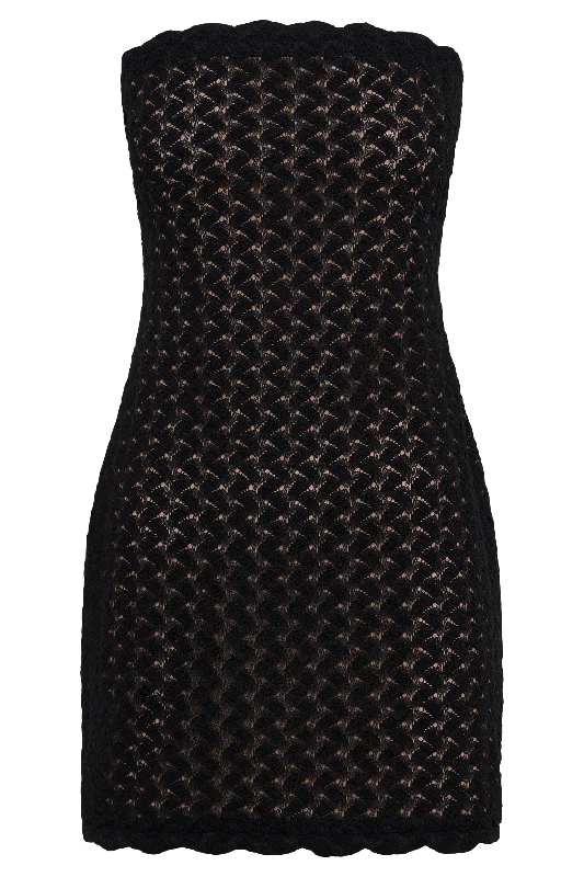 Amadea Lace Mini Dress - Black