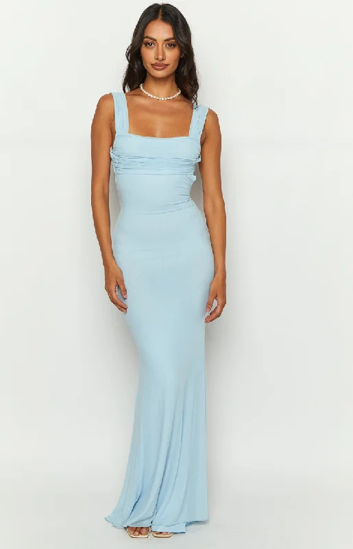 Beverley Baby Blue Mesh Maxi Dress