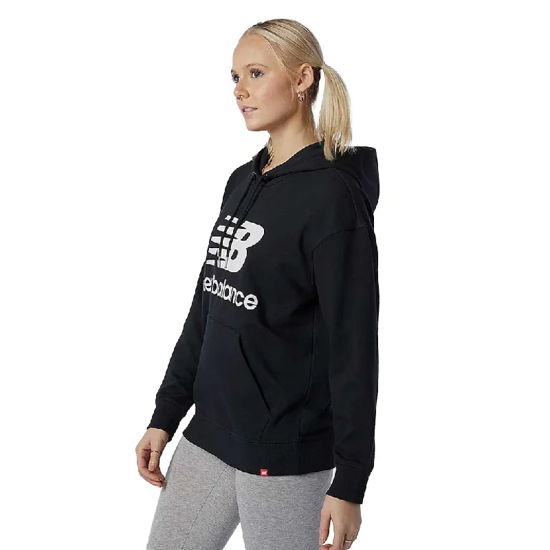 New Balance - Women's Essentials Stacked Logo Oversized Pullover Hoodie (WT03547 BK)