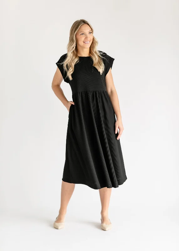 Olivia A-line Solid Midi Dress