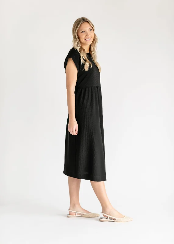 Olivia A-line Solid Midi Dress