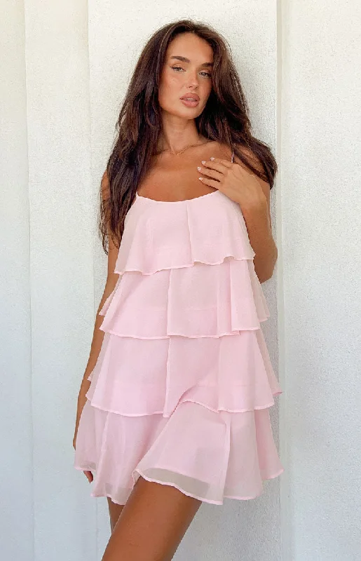 Paris Pink Ruffle Mini Dress