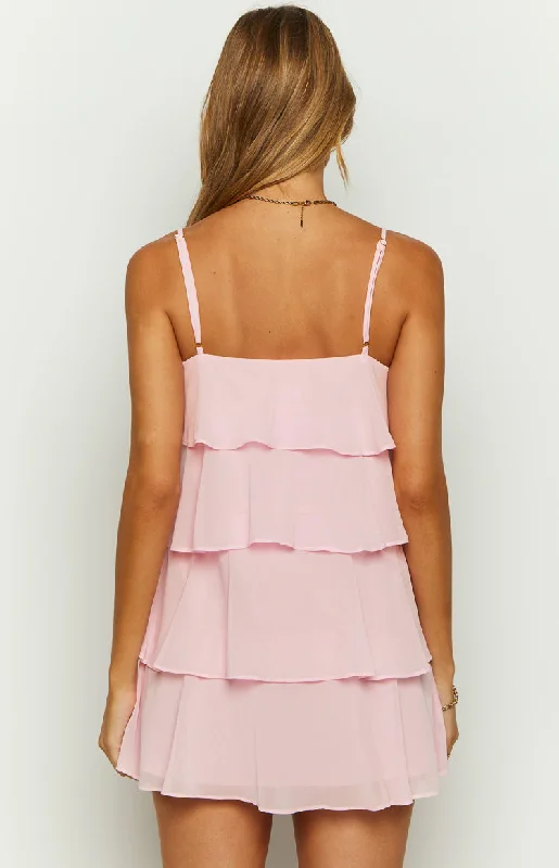 Paris Pink Ruffle Mini Dress