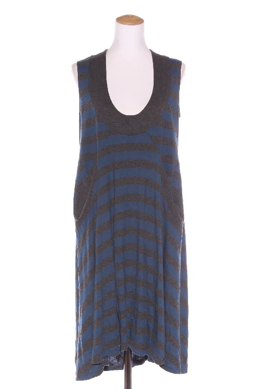 VERGE - Petrol blue stripe dress! 10-12