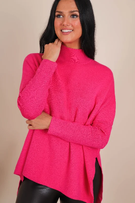 Going For It Sweater-Hot Pink