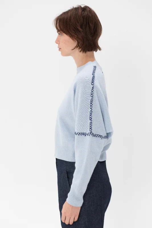 Roundneck Sweater, Light Blue