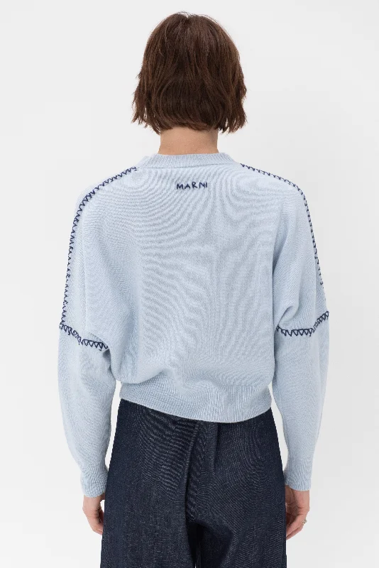 Roundneck Sweater, Light Blue