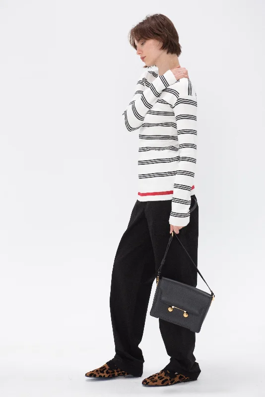 Stripe Roundneck Sweater, Alabaster