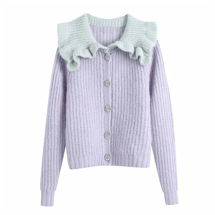 Sweet ruffled baby collar sweater coat female  7152