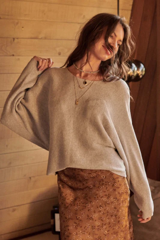 Take It Slow Ribbed Knit Dolman Sweater