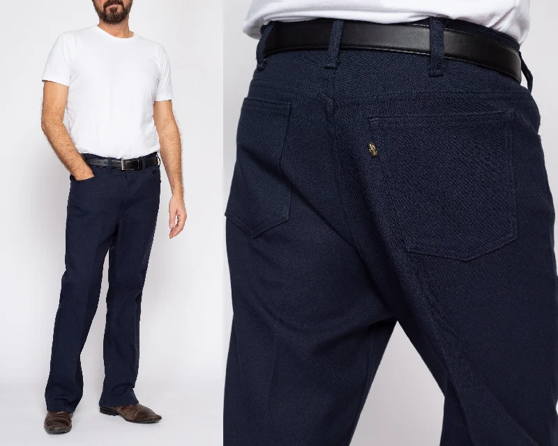 35"" Waist 70s Levi's Navy Blue Trousers