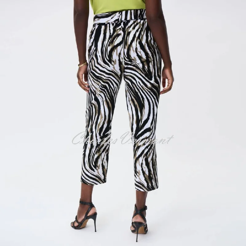 Joseph Ribkoff Animal Print Linen-Look Culotte Trouser - Style 231116