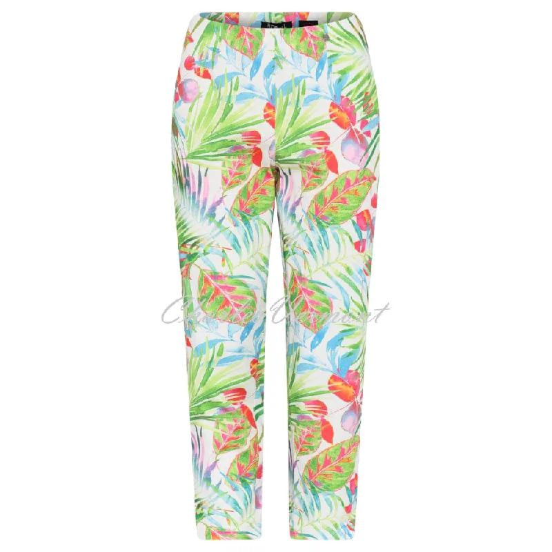 Robell Lena 09 - 7/8 Cropped Trouser 52513-54768-10 (Tropical Palm Print)